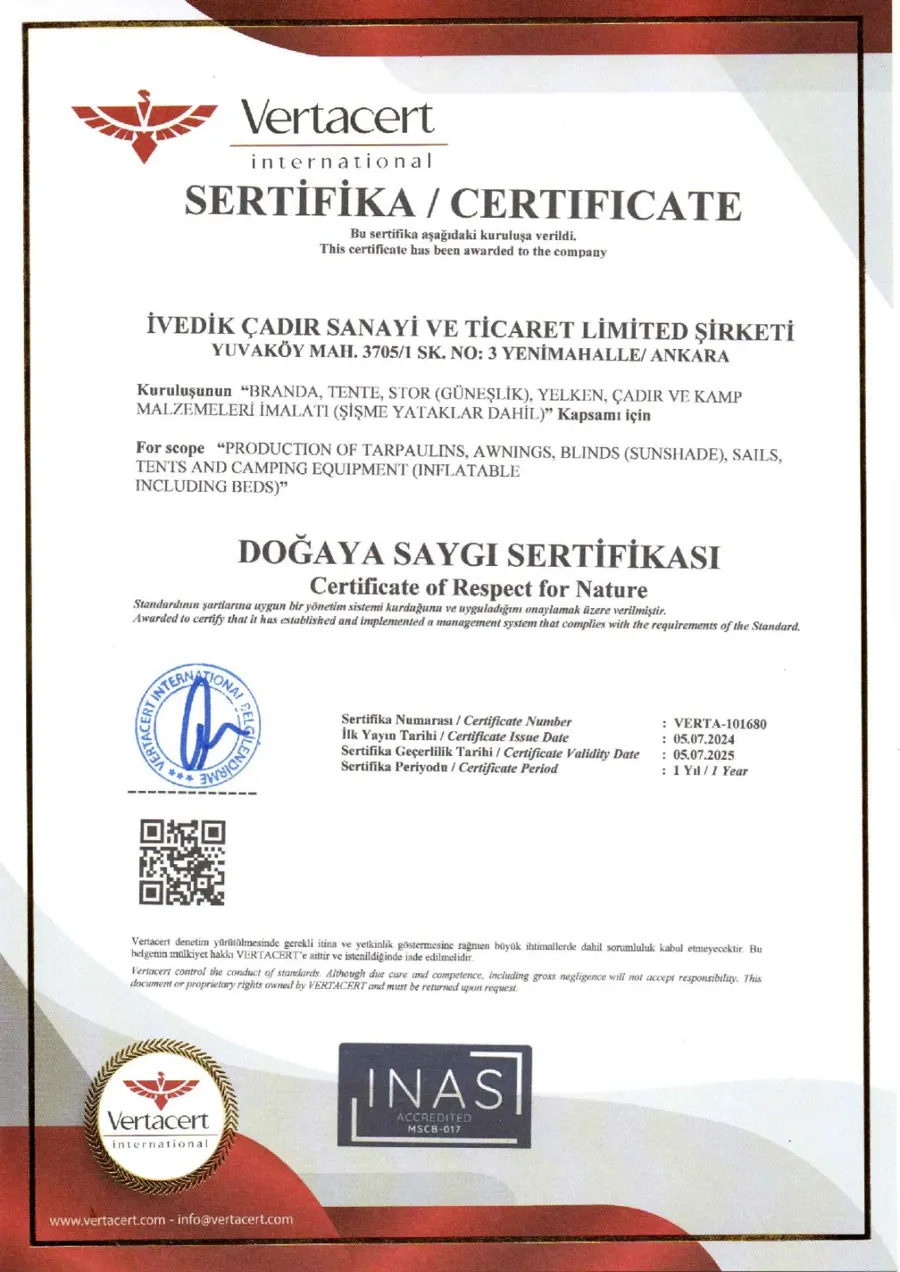 Doğaya Saygı belgesi
